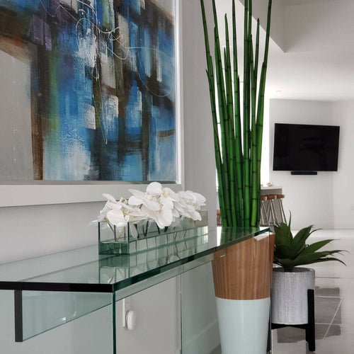 Herbe serpent (160 cm) avec pot Lux blanc