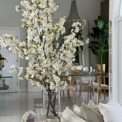 Fleurs de cerisier dans cylindre en verre de 40 cm